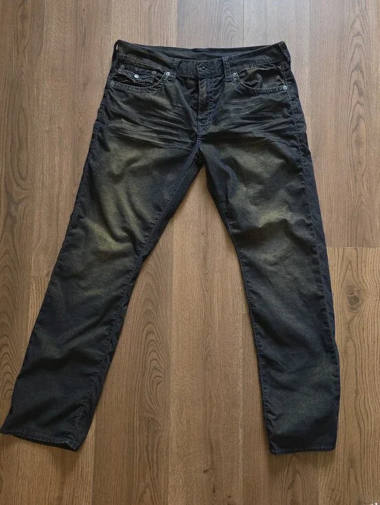 True Religion - Ricky Super T Corduroy Pants - Size 38 - Gold & Black Over-Dye