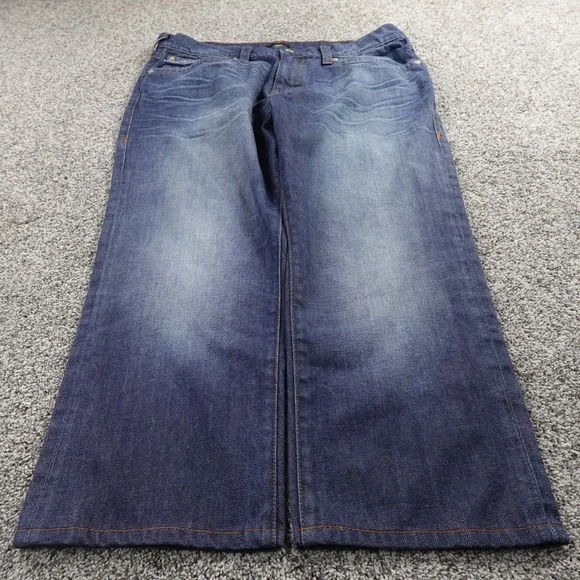 True Religion Jeans Mens 40X26 Dark Blue Denim Pants Ricky Relaxed Straight Fade