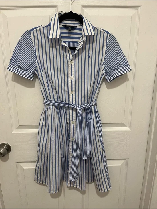 NWOT Polo Ralph Lauren Girls' Striped Cotton Shirtdress Size 16