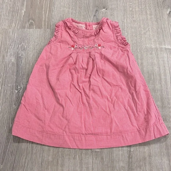 Vintage Carter’s Dress Pink Grid Plaid Floral Embroidery w/ Diaper Cover