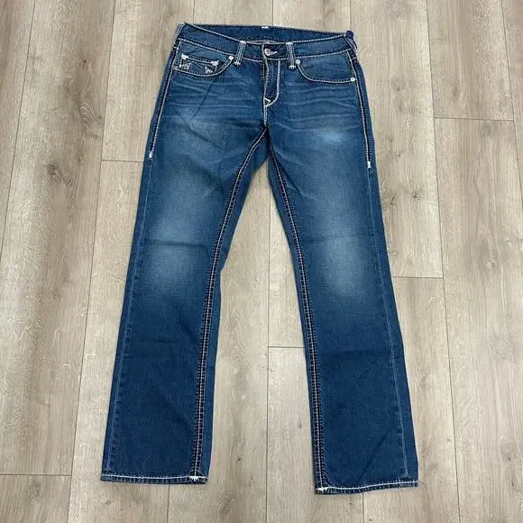 VINTAGE Y2K TRUE RELIGION STRAIGHT JEANS sz 32 B29