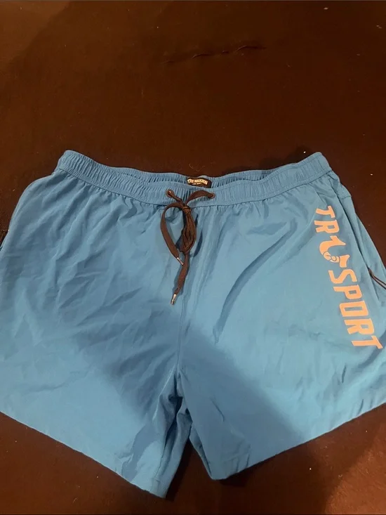 True Religion Blue Athletic Swim Shorts with Logo Tag
