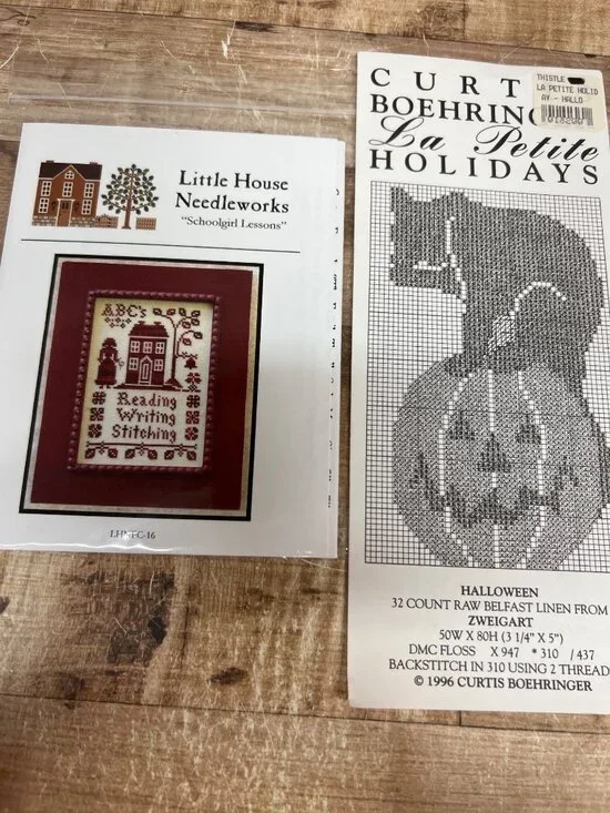 Halloween Cross-Stitch Pattern & Little House Needleworks Schoolgirl Lesson