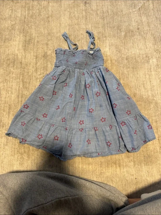 Girls Blue Star Print Cotton Sundress