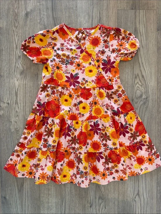 Gymboree Floral Tiered Dress in Pink, Orange & Yellow