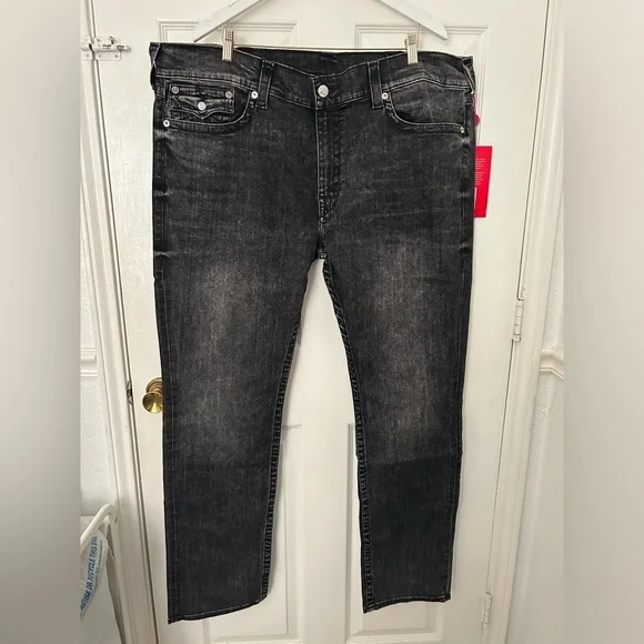True Religion Men's Black Washed Relaxed Jeans