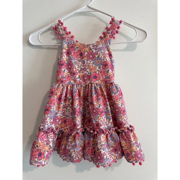 Summer Dress Tommy Bahama Floral Pom-Pom Sun Toddler Girls 24M Pink Ruffle