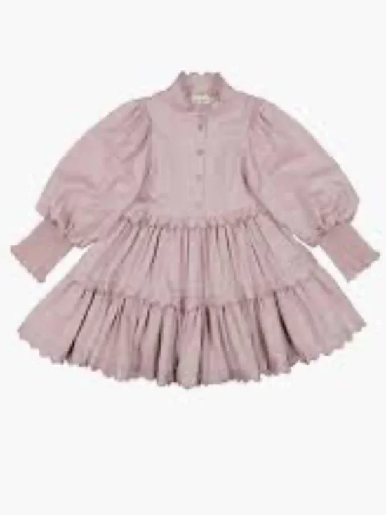 Puff Sleeve Tiered Dress in Pink Sz 5Y