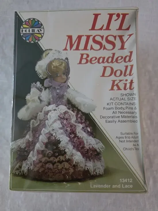 Walco Li'l Missy Beaded Doll Kit Sequin Vintage Lavender And Lace #13412