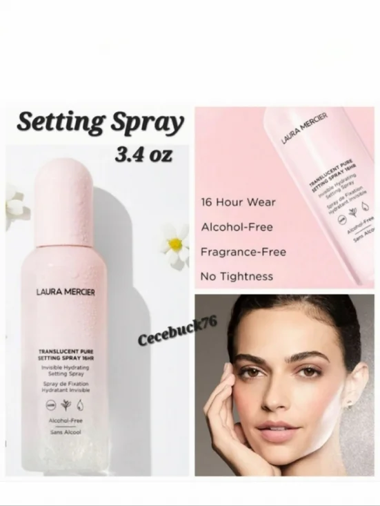 🌺Laura Mercier Translucent Pure Setting Spray, 16HR Long Wear