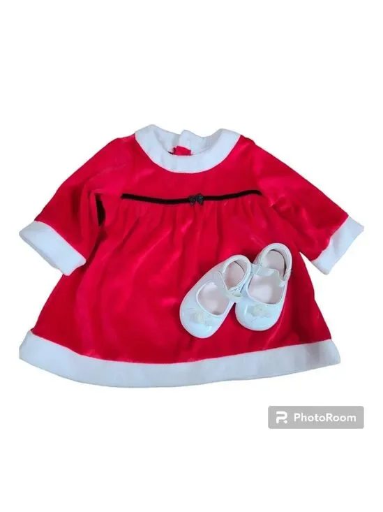 Carter's Just One Year Infant girls Xmas outfit 0-3months Dress and shoes