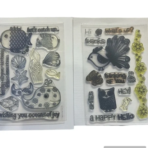 Hero Arts Set of 2 Cling Stamp Sets Oceans of Joy CL372  Happy Hello CL231 Birds