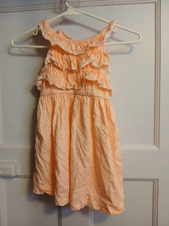 Carter's Girls 4 Orange and White Dress