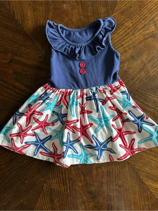 Eleanor Rose Navy Bodice Red Blue Starfish Skirt Casual Dress