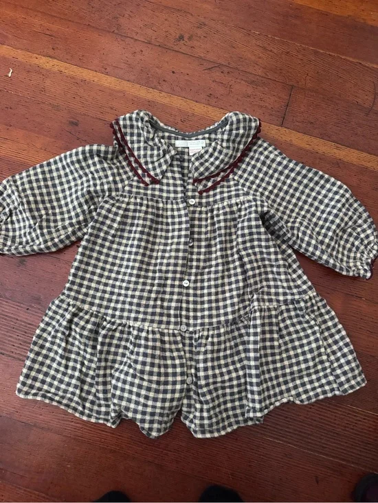 Zara Beige & grey Gingham Button-Front toddler Dress