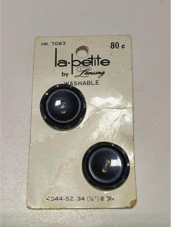 Vintage la petite by Lansing Black Washable Buttons - Set of 2