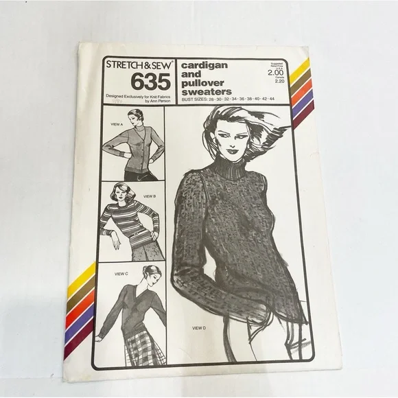 Stretch Sew Sewing Pattern Ann Person 635 Cardigan & Sweater Vintage 79 Uncut FF