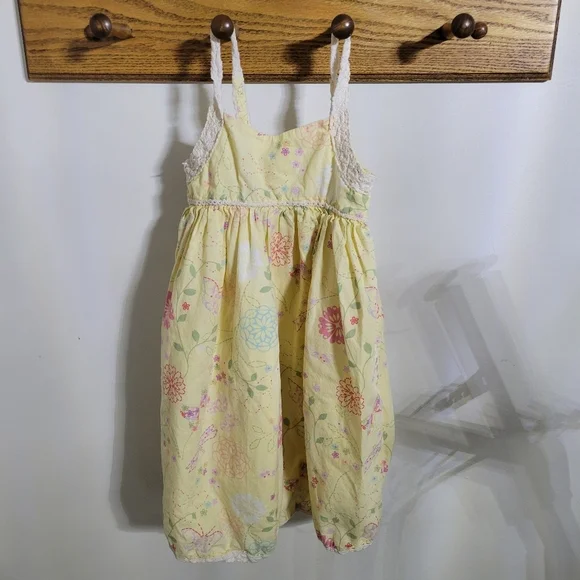 Baby Gap Floral & Crochet Yellow Dress, Size 3T