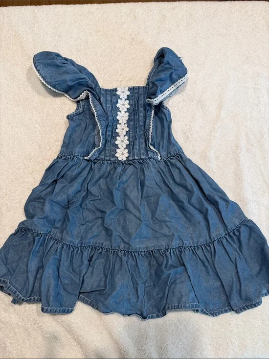 Janie and Jack Denim Dress with Floral Lace