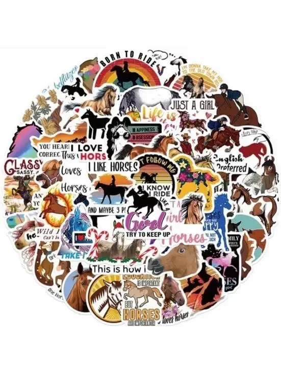 Horse Equestrian Dressage Stickers 50 Pcs, Decals Cowgirl Horses NWT