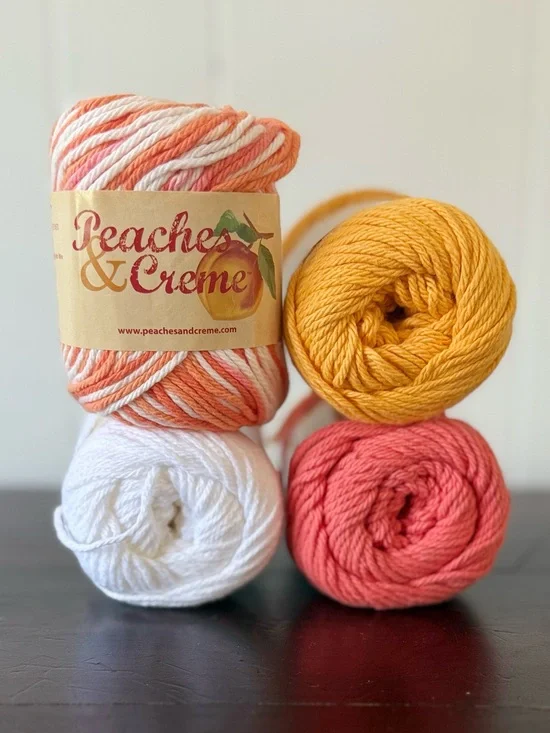 Peaches & Creme -HAPPY- Color Curated Bundle, 4 Skeins 100% Cotton, 455 yards
