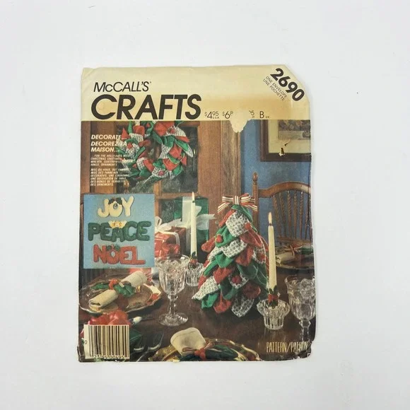Vintage McCalls Christmas Sewing Pattern 2690 Tabletop Tree Puffy Letters Decor
