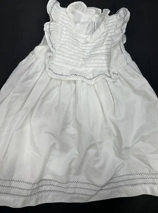Janie and Jack Baby Girl White Pleated Dress Blue Trim Bloomer 18-24 Mth NWOT