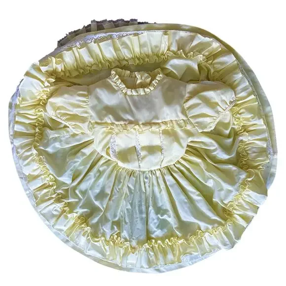 Vintage Martha’s Miniatures Yellow Ruffle Dress Girls Lace Full Twirl Pageant
