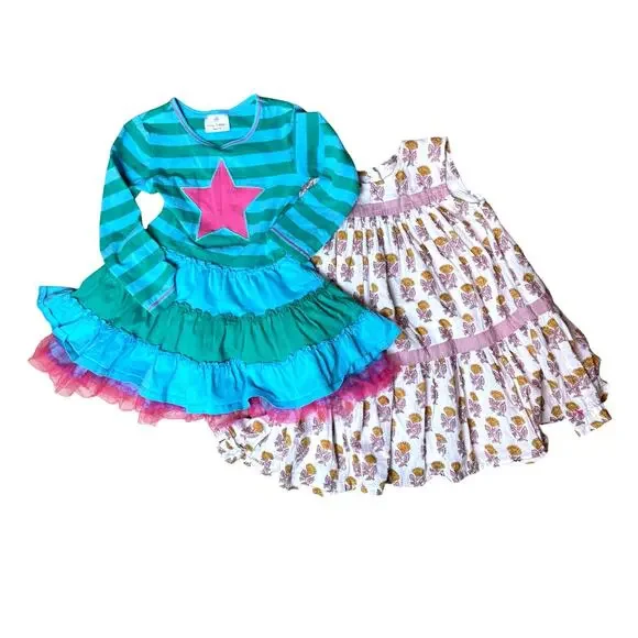 Hanna Andersson & Pink Chicken Sz 4 & 6 Youth Play Dresses 2 Piece Set