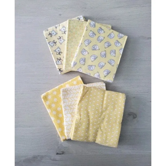 Benartex SNUGGLE IN THE JUNGLE FLANNEL Yellow Fat Quarter Bundle 18x22