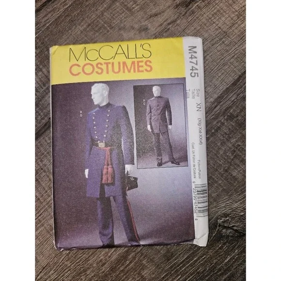 McCalls M4745 Mens Civil War Costume Sewing Pattern Uncut Coat Trousers Hat XXXL