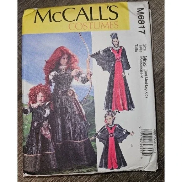 McCall's M6817 Costume Sewing Pattern Misses Dress Cape Belt UNCUT