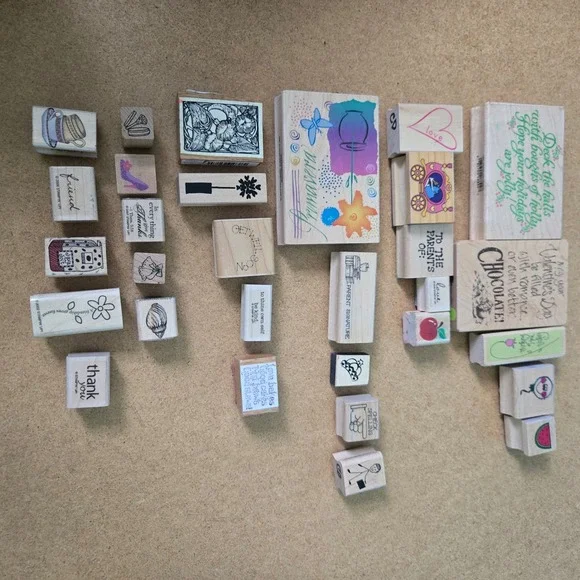 Stampin Up Hero Arts Wood Rubber Stamp Lot Holiday Floral Sentiments 30 pc