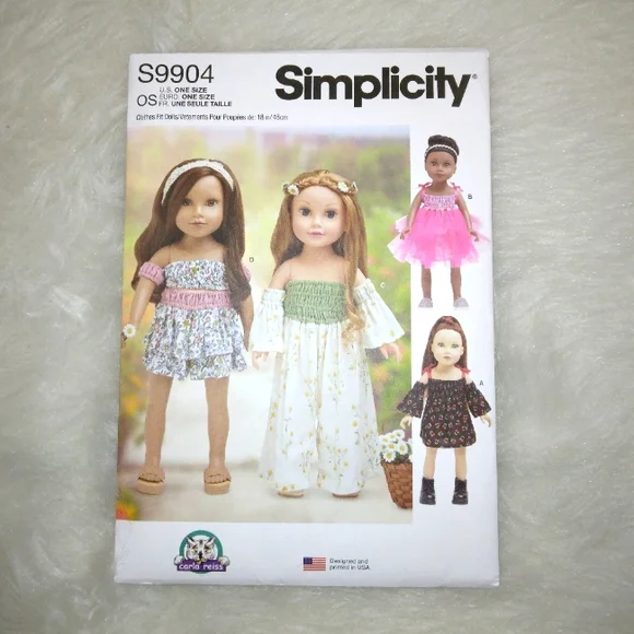 SIMPLICITY S9904 Doll Clothes By Carla Reiss Fit American Girl Doll & 18