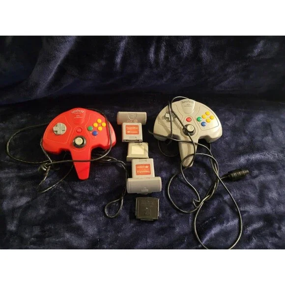 Nintendo 64 Controller and Memory Pack Bundle - 2 Controllers, 2 Tremor Packs