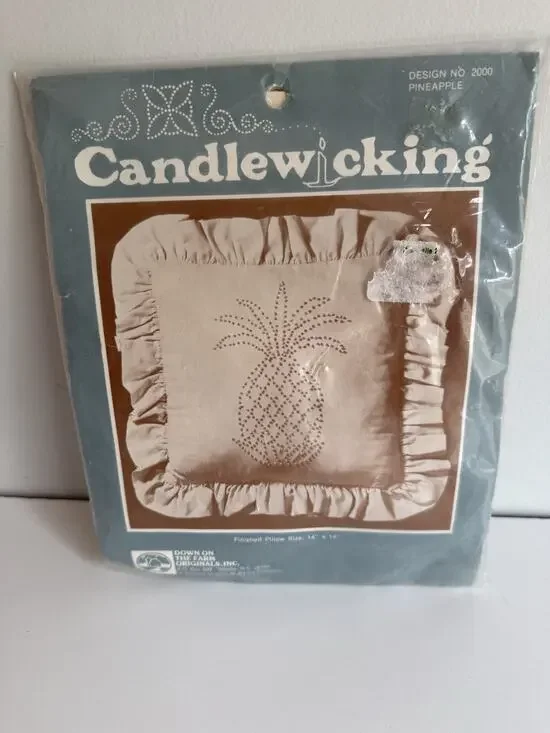Vintage Down on the Farm Candlewick Kit Pineapple Pillow New in Package #2000