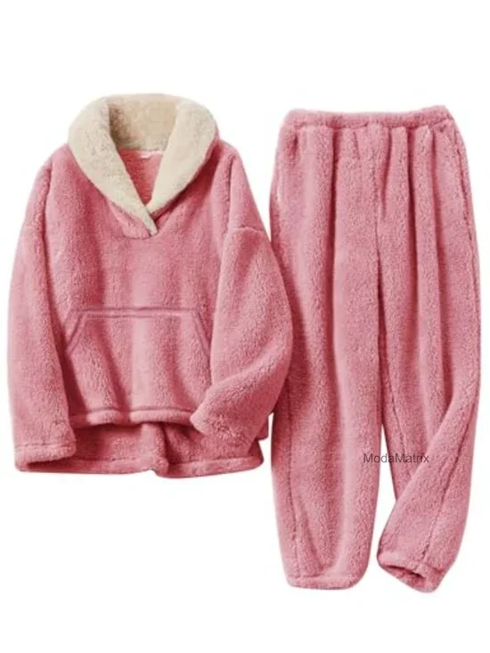 Girls Fuzzy 2 Piece Sweatsuit Set Fleece Pants Pullover Top