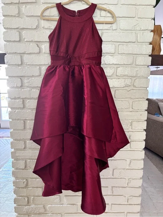 Like New. Emerald Sundae Girls High-Low Party Dress, Burgundy. Size 14
