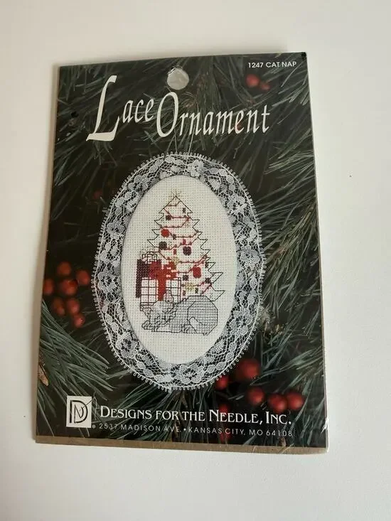 Lace Ornament Designs for the Needle Cross Stitch Kit 1247 CAT NAP