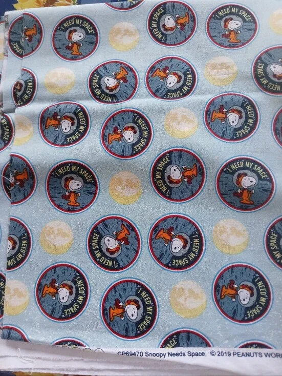 Peanuts Snoopy I Need My Space Astronaut Cotton Fabric
