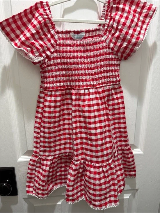 Primark Red and White Gingham Smocked Flutter Dress