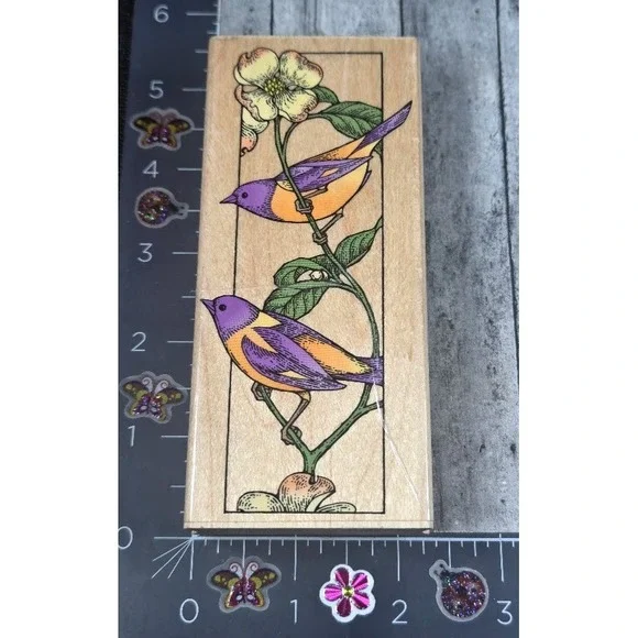 Hero Arts Bird Bookmark H923 Flowers Tree Branch Rubber Stamp Wood #D1