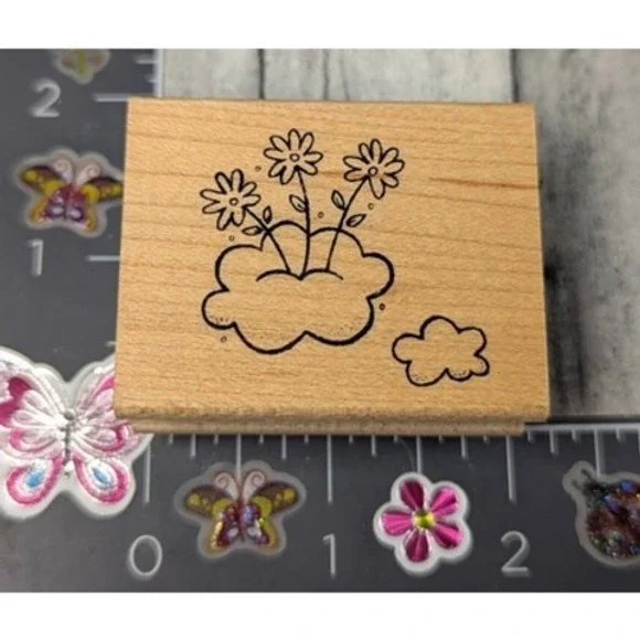 Great Impressions Flower Trio D285 Rubber Stamp Wood #K116