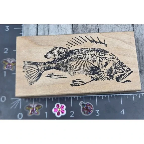 Fred Mullett Large Rockfish Rubber Stamp Wood #K33
