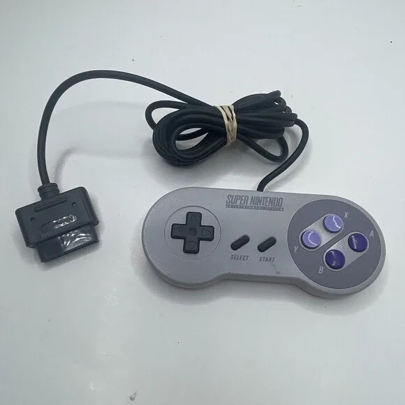 OEM Gray Nintendo SNES Classic Wired 16-Bit Purple Buttons Controller SNS-005