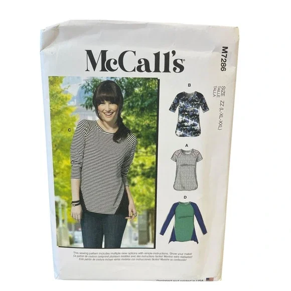 McCall's M7286 Misses' Tops Sewing Pattern Size L-XXL Modern Knit