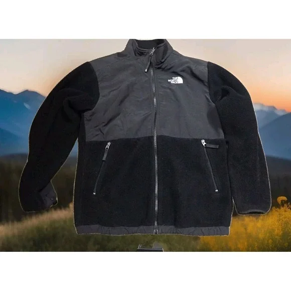 The North Face Denali Jacket Boys XL Black Excellent Fleece Full Zip Overlay