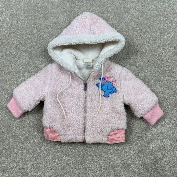 Vintage Sesame Street Cookie Monster Pink Sherpa Fleece Jacket Baby Size 1