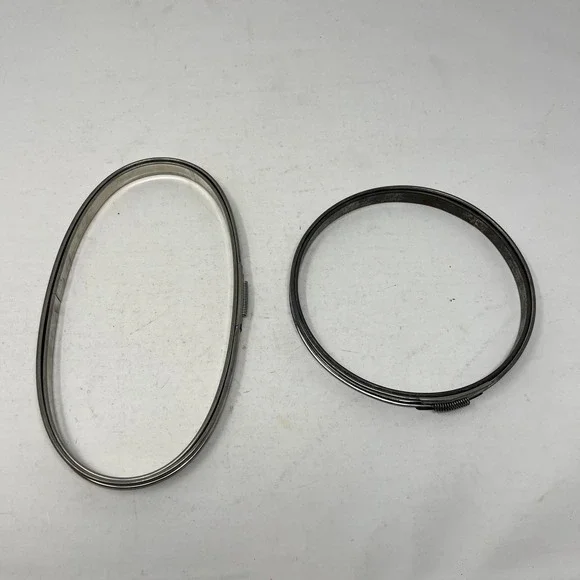 Vintage Metal Embroidery Hoops Set Round and Oval Silver Tone Tension Spring