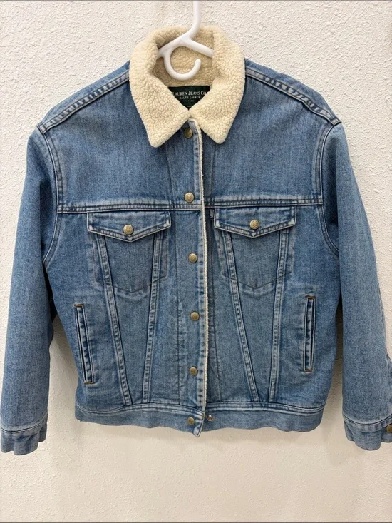 Ralph Lauren Light Blue Denim Jacket with Cream Sherpa Lining